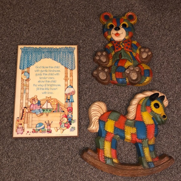 Vintage Foamcraft Nursery patchwork decor and Abbey Press Wall Hanging - Picture 1 of 7